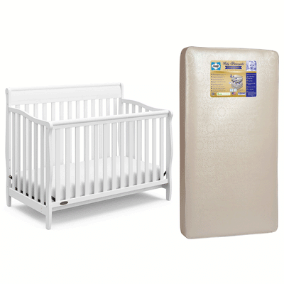 Graco Stanton 4 in 1 Convertible Crib, White & Sealy Posturepedic Crib Mattress