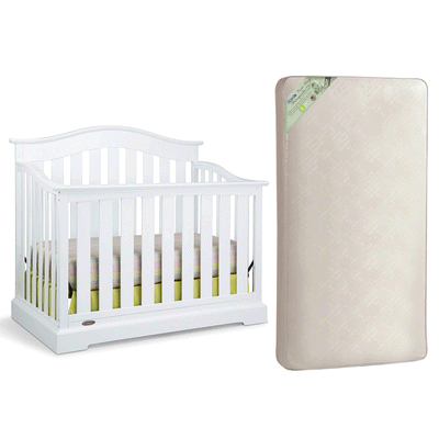 Graco Westbrook 4 in 1 Convertible Crib, White & Kolcraft Pure Sleep Mattress - VMInnovations
