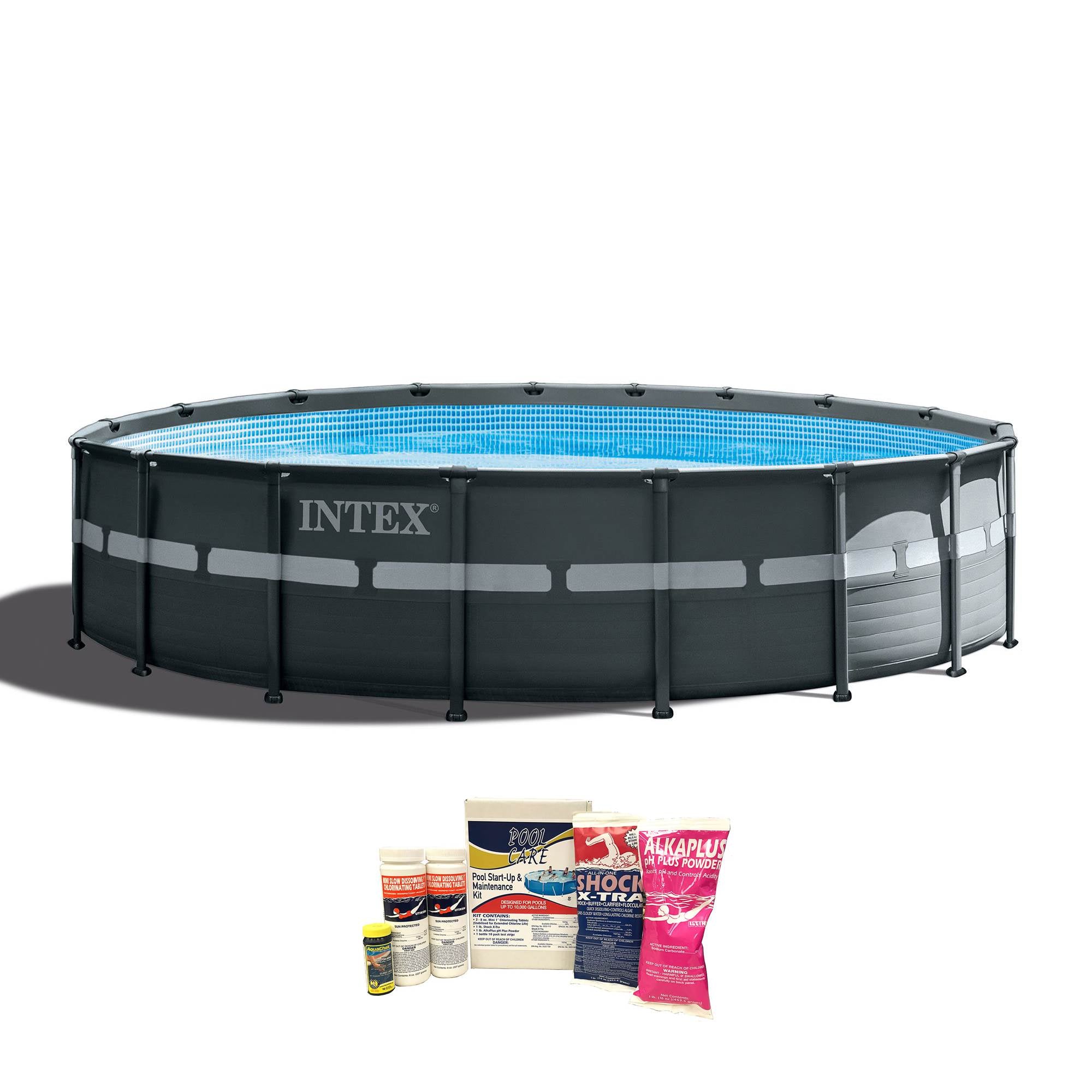 Intex 18ft x 52in Ultra XTR Round Swimming Pool, Pump, Ladder, & Cleaning Kit