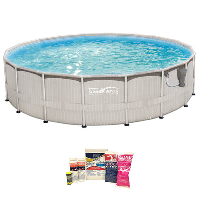 Summer Waves 18' x 48" Above Ground Metal Frame Pool w/ Ladder & Cleaning Kit