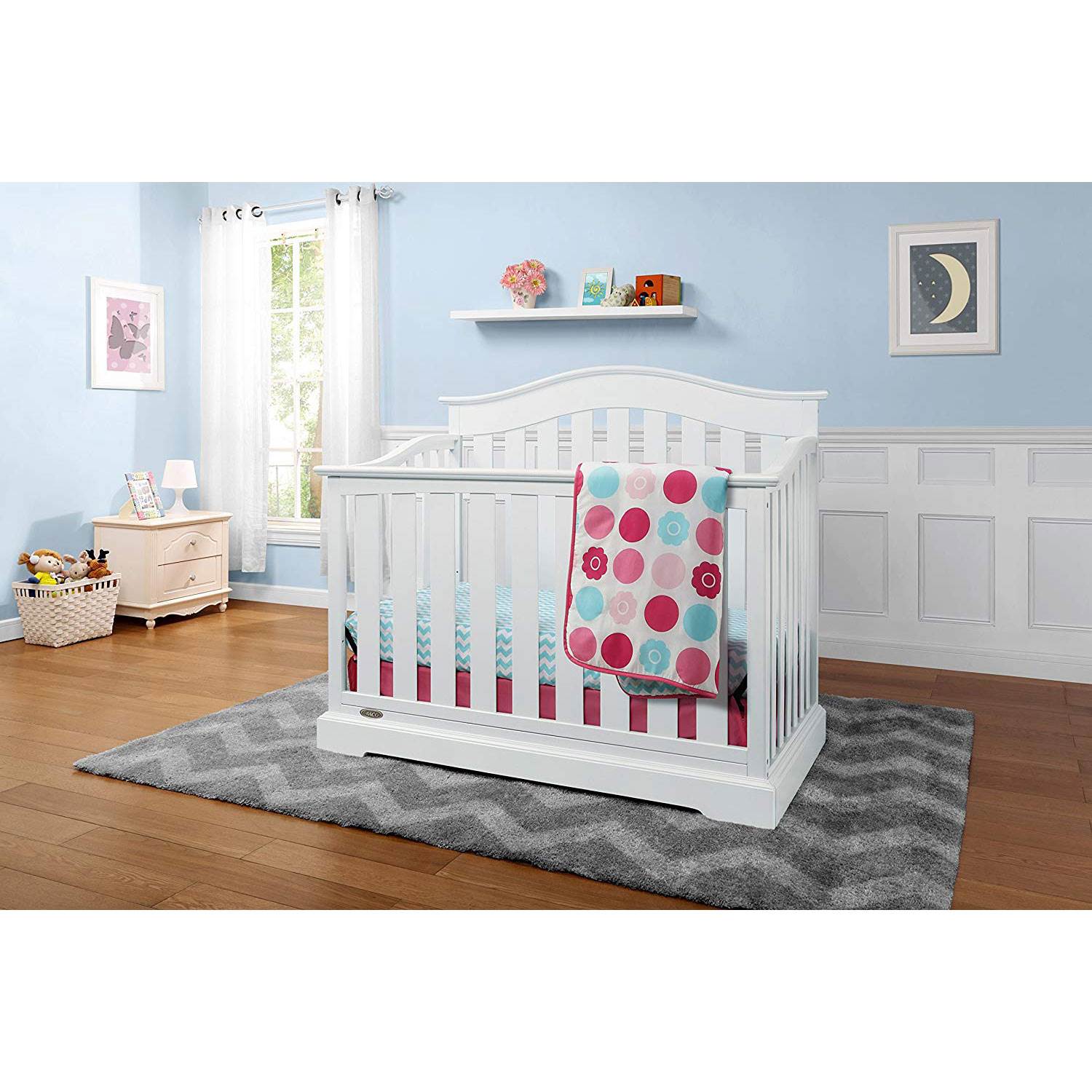 Graco Westbrook 4 in 1 Convertible Crib, White & Kolcraft Fresh Start Mattress - VMInnovations