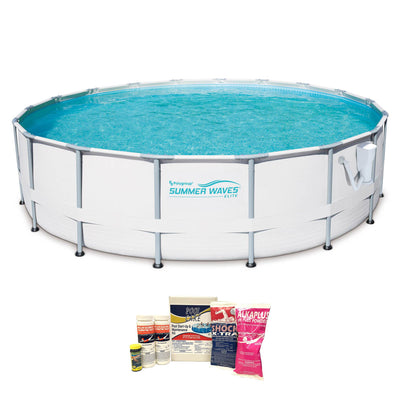 Summer Waves Elite 16 Ft Metal Frame Above Ground Pool w/ Pump & Cleaning Kit