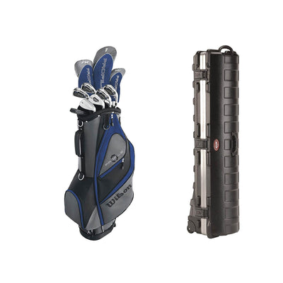Wilson Profile Men's Senior Right Hand Golf Club Set, Blue & Wheeled Travel Case