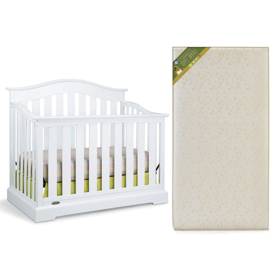Graco Westbrook 4 in 1 Convertible Crib, White & Sealy Soybean Crib Mattress - VMInnovations
