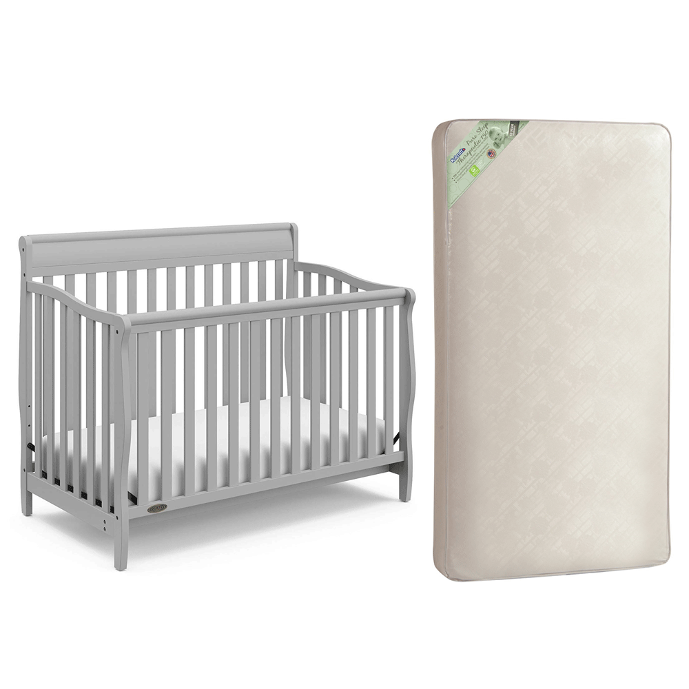 Graco Stanton Convertible Crib, Pebble Gray & Kolcraft Pure Sleep Crib Mattress - VMInnovations