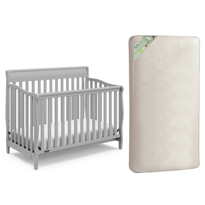 Graco Stanton Convertible Crib, Pebble Gray & Kolcraft Pure Sleep Crib Mattress - VMInnovations