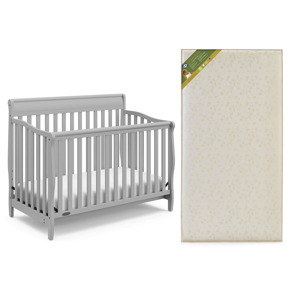 Graco Stanton 4 in 1 Convertible Crib, Pebble Gray & Sealy Soybean Crib Mattress - VMInnovations
