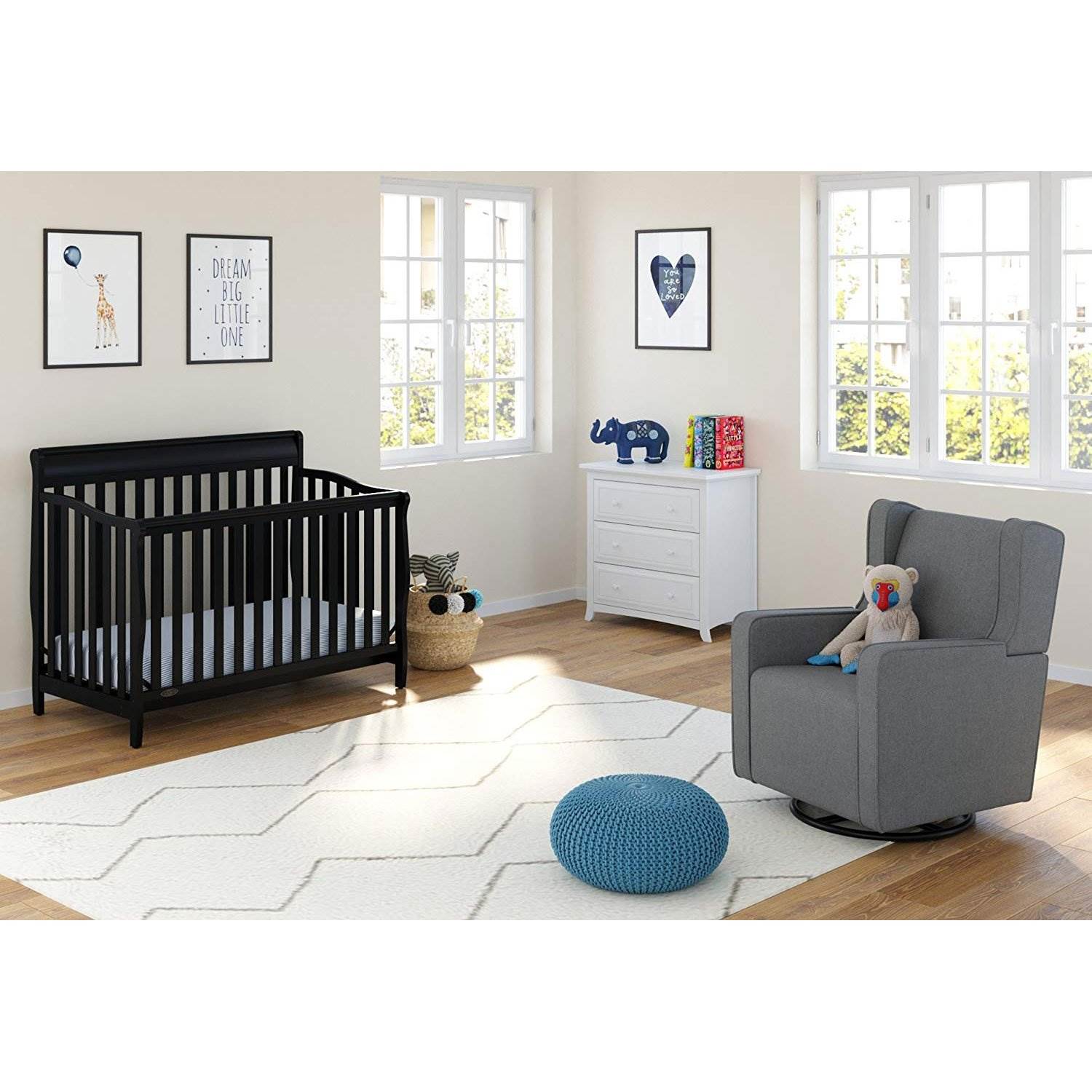 Graco Stanton 4 in 1 Convertible Crib, Black & Kolcraft Pure Sleep Crib Mattress