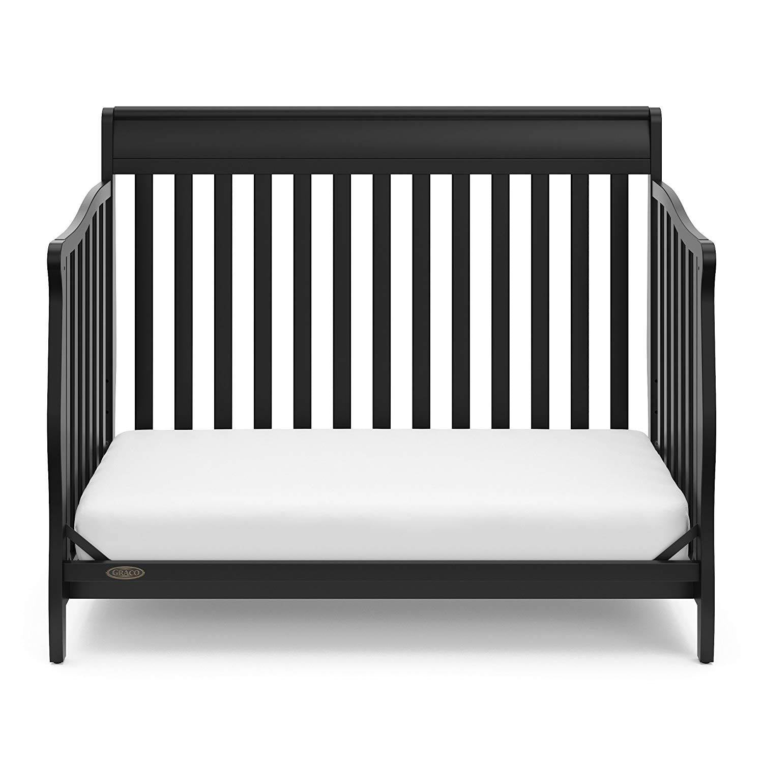 Graco Stanton 4 in 1 Convertible Crib, Black & Kolcraft Fresh Start Mattress - VMInnovations