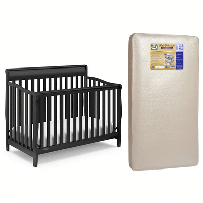 Graco Stanton 4 in 1 Convertible Crib, Black & Sealy Posturepedic Crib Mattress - VMInnovations