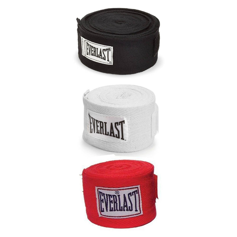 Everlast White Elite ProStyle Boxing Gloves 12 Oz & 120-Inch Hand Wraps (3 Pack)