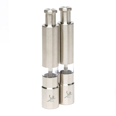 Salt Rox Thumb Press Stainless Steel Salt & Pepper Spice Dispenser Set (2 Pack)