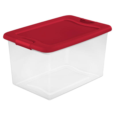 Sterilite 64 Quart Clear Plastic Storage Bin Container Tote with Lid (4 Pack)