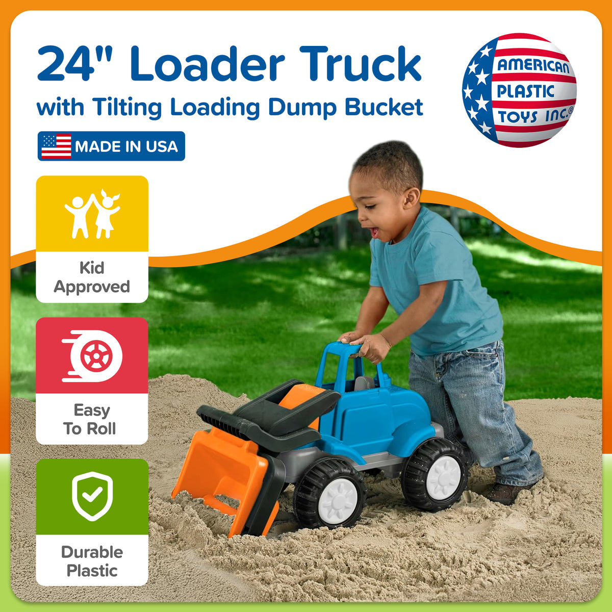 American Plastic Toys Gigantic Loader Truck w/Tilting Loading Dump Bucket (Used) - VMInnovations