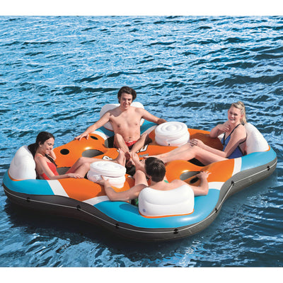 Bestway 43115E 101 Inch Rapid Rider 4 Person Floating Island Raft w/ Coolers
