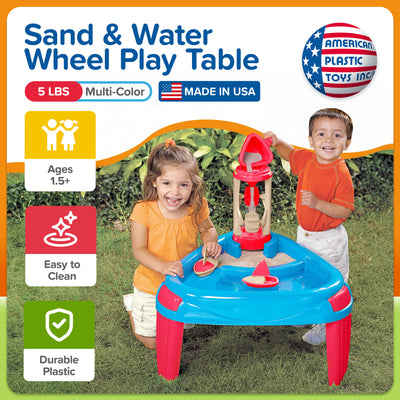 American Plastic Toys Kids Sand and Water Wheel Play Table Outdoor Yard Play - VMInnovations