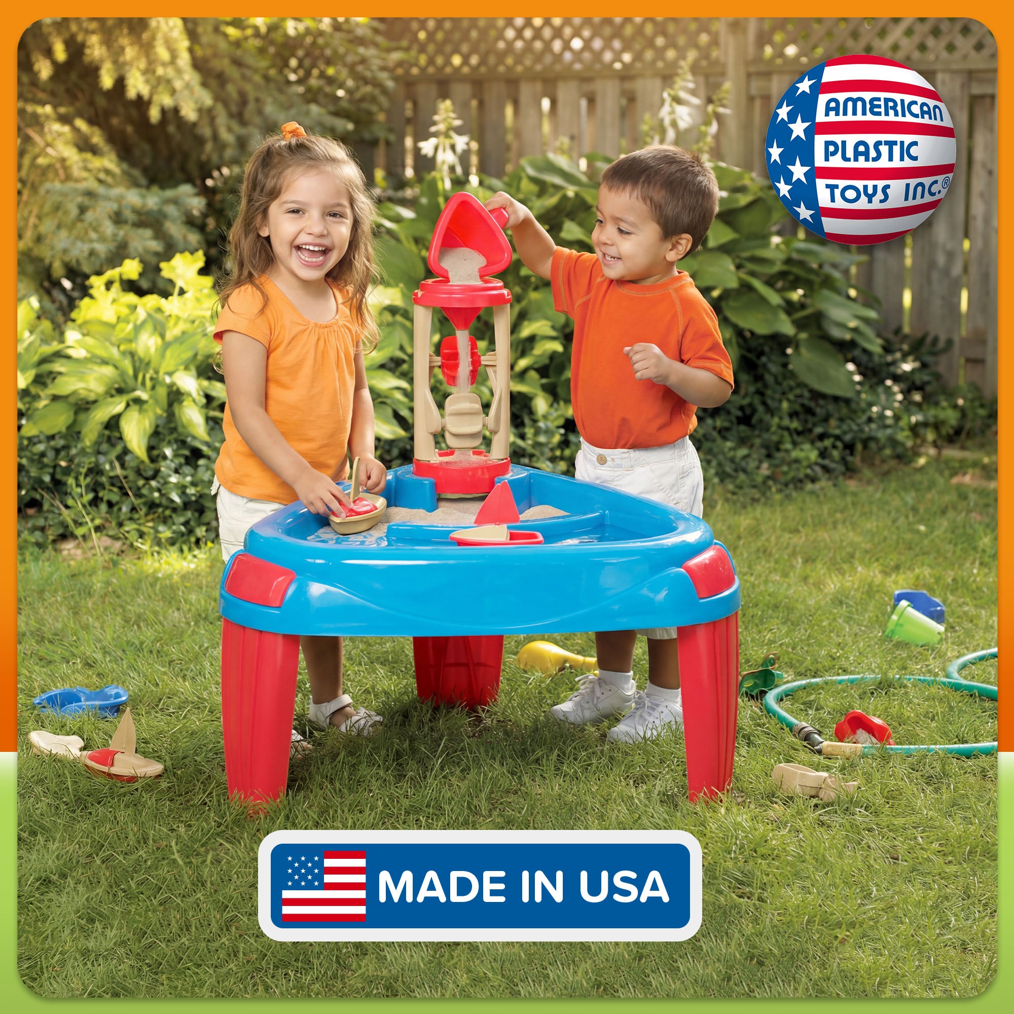 American Plastic Toys Kids Sand and Water Wheel Play Table Outdoor Yard Play - VMInnovations