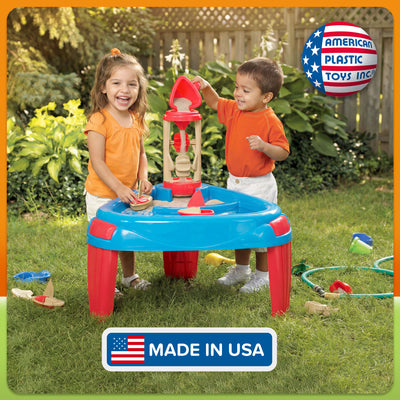 American Plastic Toys Kids Sand and Water Wheel Play Table Outdoor Yard Play - VMInnovations