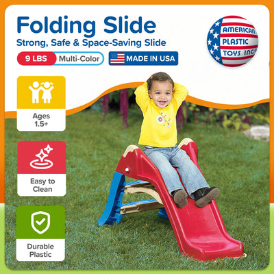 American Plastic Toys Portable Indoor & Outdoor Folding Baby Toddler Slide, Red - VMInnovations
