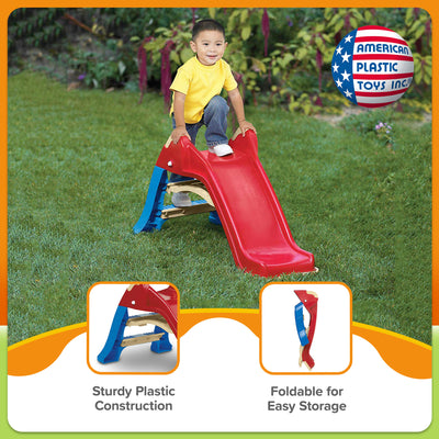 American Plastic Toys Portable Indoor & Outdoor Folding Baby Toddler Slide, Red - VMInnovations