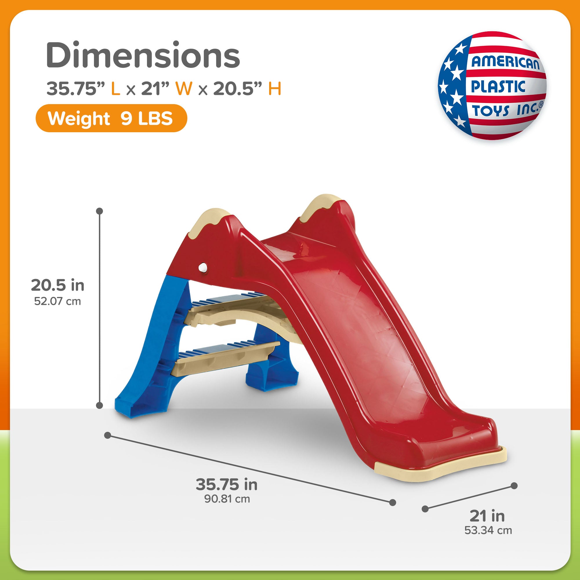 American Plastic Toys Portable Indoor & Outdoor Folding Baby Toddler Slide, Red - VMInnovations