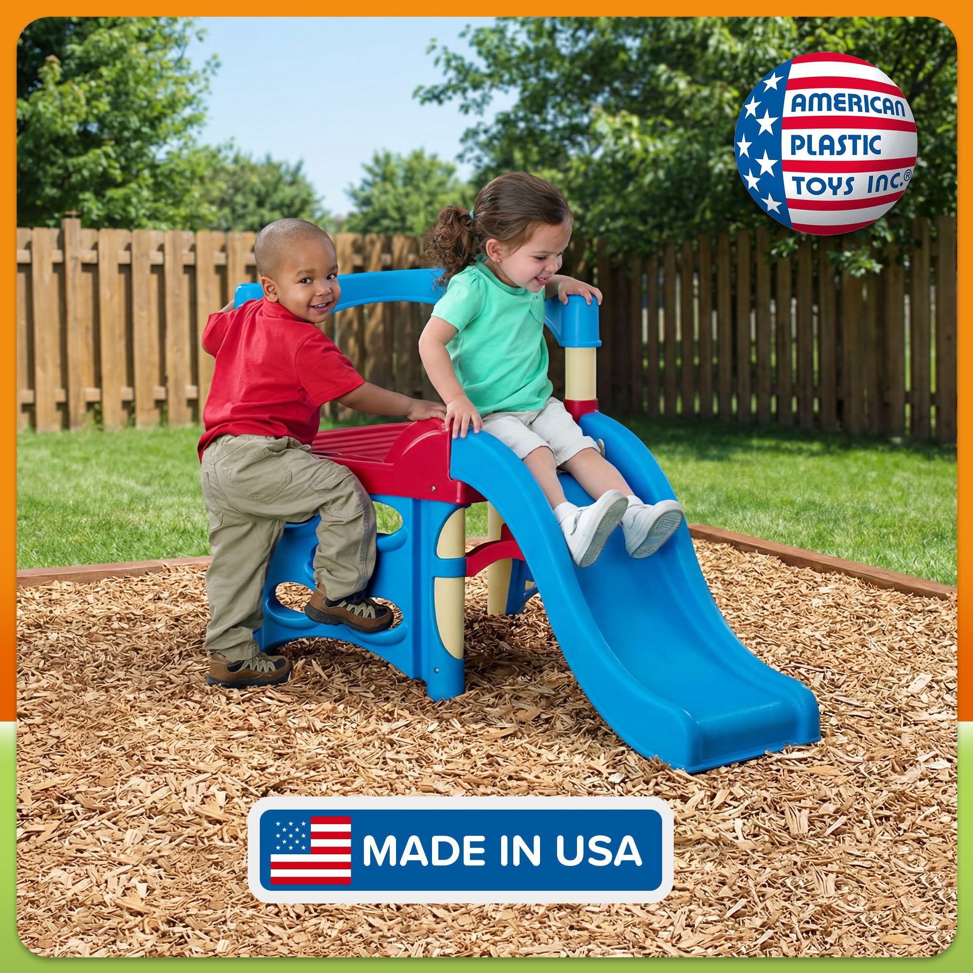 American Plastic Toys Toddler Kids Outdoor Indoor First Climber Slide Playset - VMInnovations