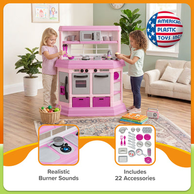 American Plastic Toys Custom Kitchen Pretend Play Toy Set for Kids, Pink - VMInnovations