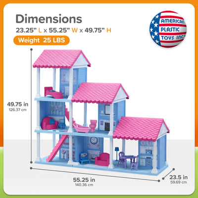 American Plastic Toys Fashion Doll Delightful Doll House w/ 25 Furniture Pieces - VMInnovations
