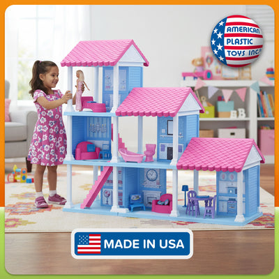 American Plastic Toys Fashion Doll Delightful Doll House w/ 25 Furniture Pieces - VMInnovations