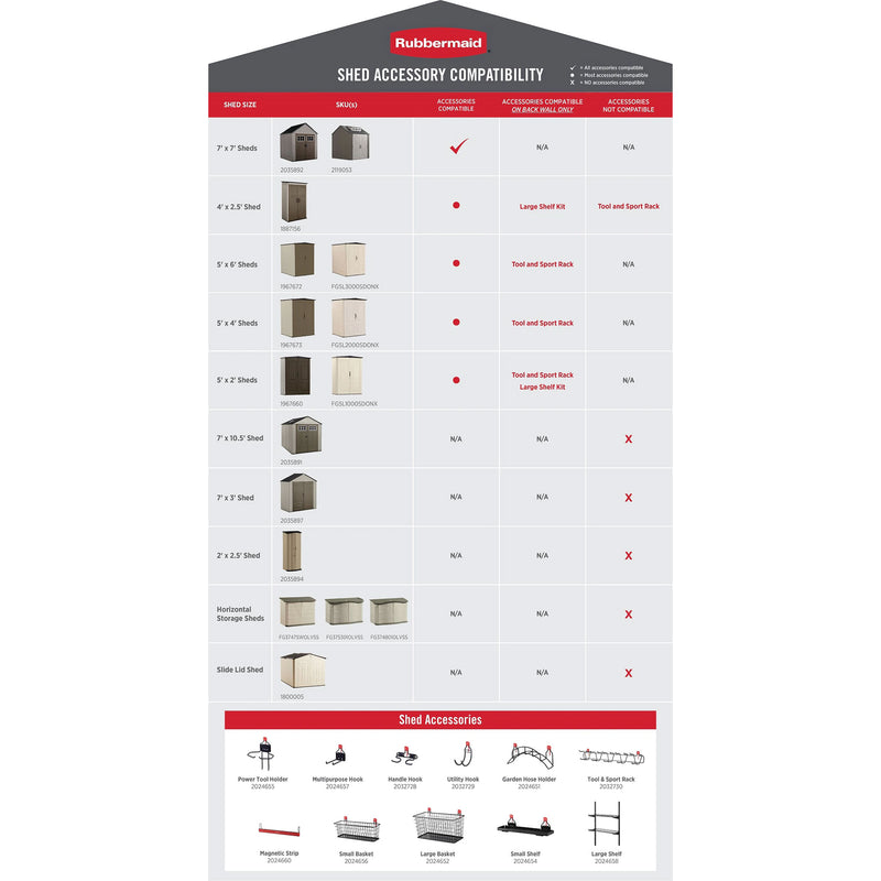 Rubbermaid Shed 50 Pound Capacity 34 In Tool and Sports Rack (Open Box) (3 Pack)