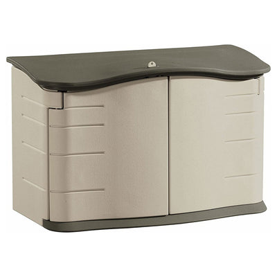 Rubbermaid Plastic Double Walled Horizontal Storage Shed, Sand/Brown (For Parts)