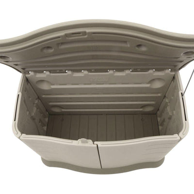 Rubbermaid Plastic Double Walled Horizontal Storage Shed, Sand/Brown (For Parts) - VMInnovations