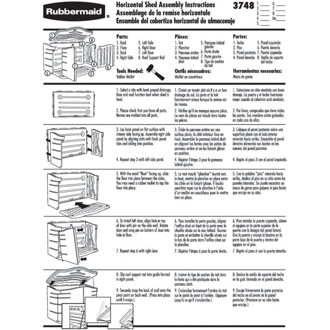 Rubbermaid Plastic Double Walled Horizontal Storage Shed, Sand/Brown (Used)