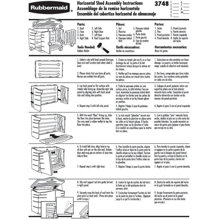Rubbermaid Plastic Double Walled Horizontal Storage Shed, Sand/Brown (Used)
