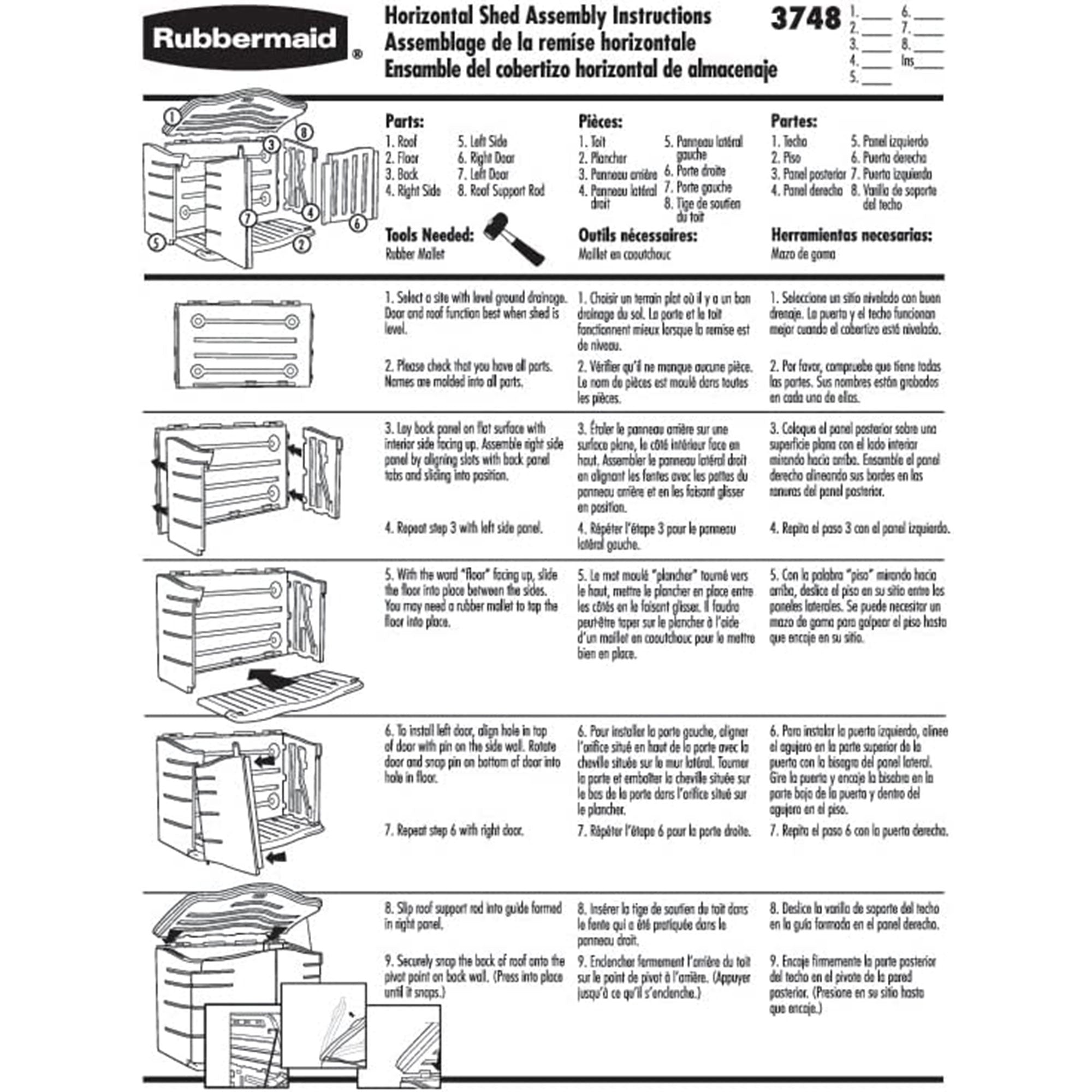Rubbermaid Plastic Double Walled Horizontal Storage Shed, Sand/Brown (Used) - VMInnovations