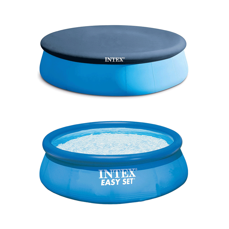 Intex Easy Set Inflatable Pool, Filter & Pump and Easy Set Pool Cover (Open Box)