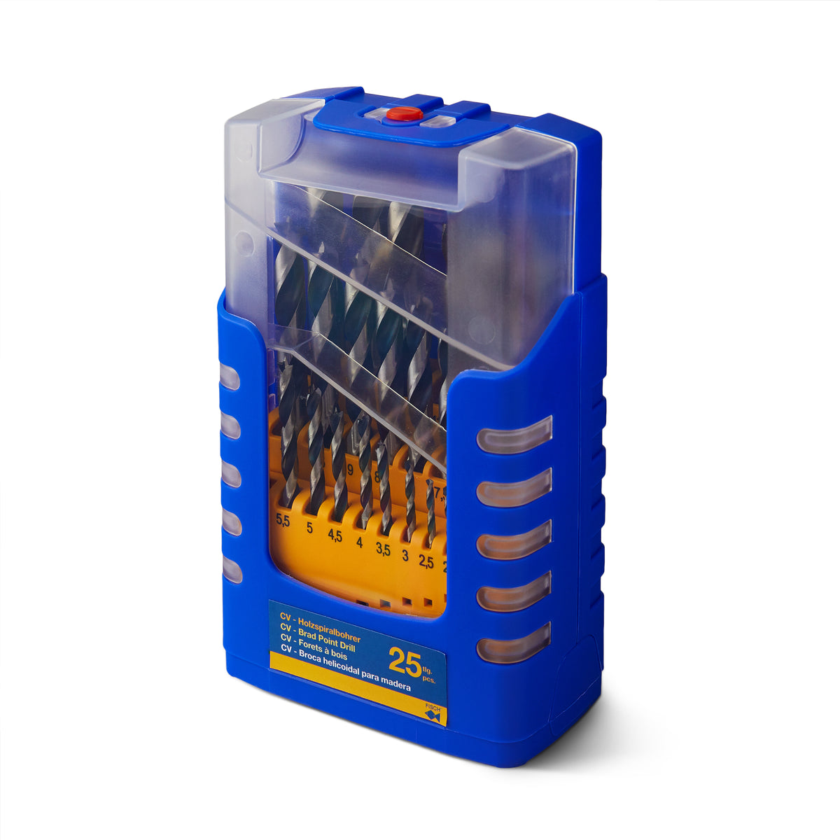 Fisch 25 Piece Chrome Vanadium  Brad Point Woodworking Drill Bit Set (Open Box)