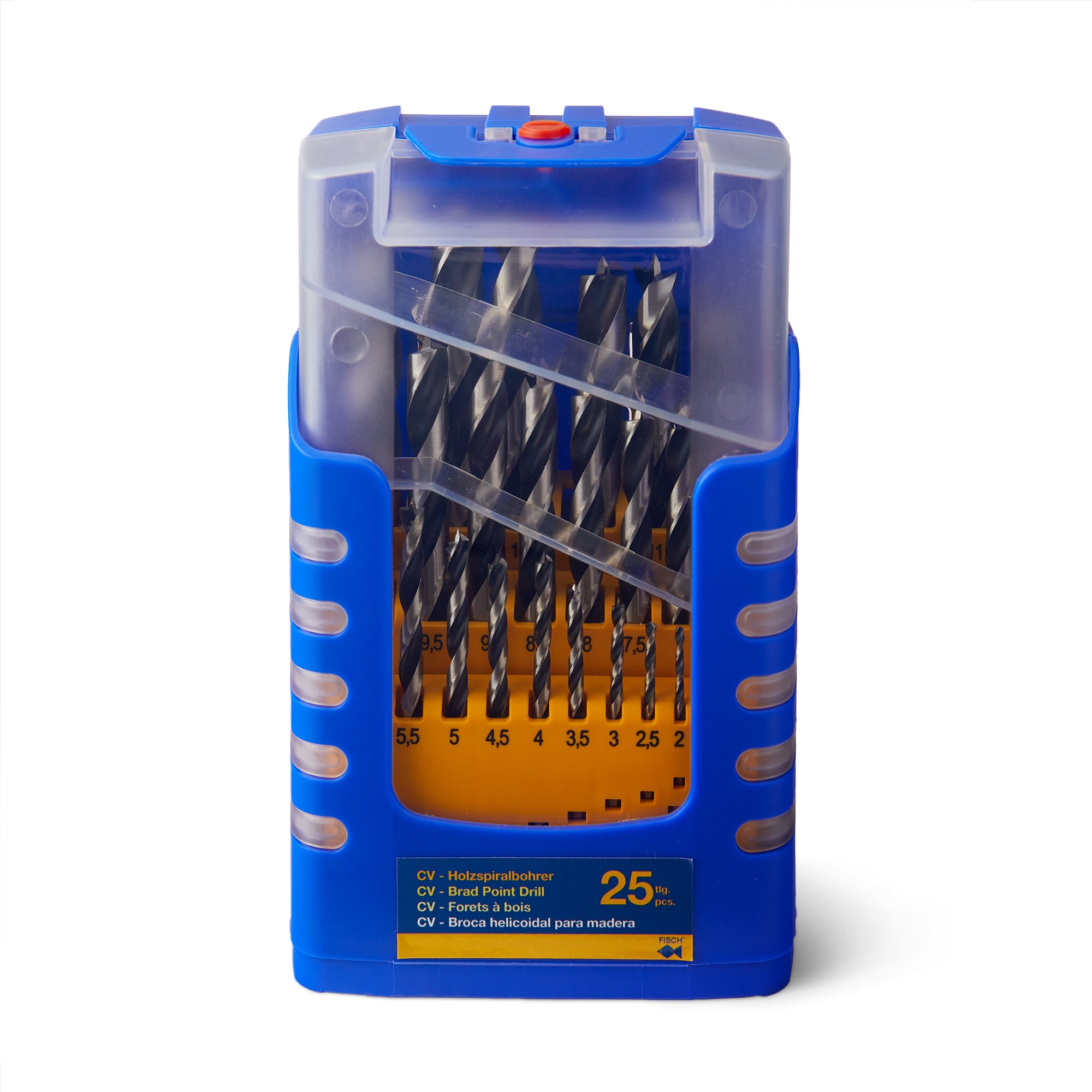 Fisch 25 Piece Chrome Vanadium  Brad Point Woodworking Drill Bit Set (Open Box)