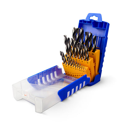 Fisch 25 Piece Chrome Vanadium  Brad Point Woodworking Drill Bit Set (Open Box)
