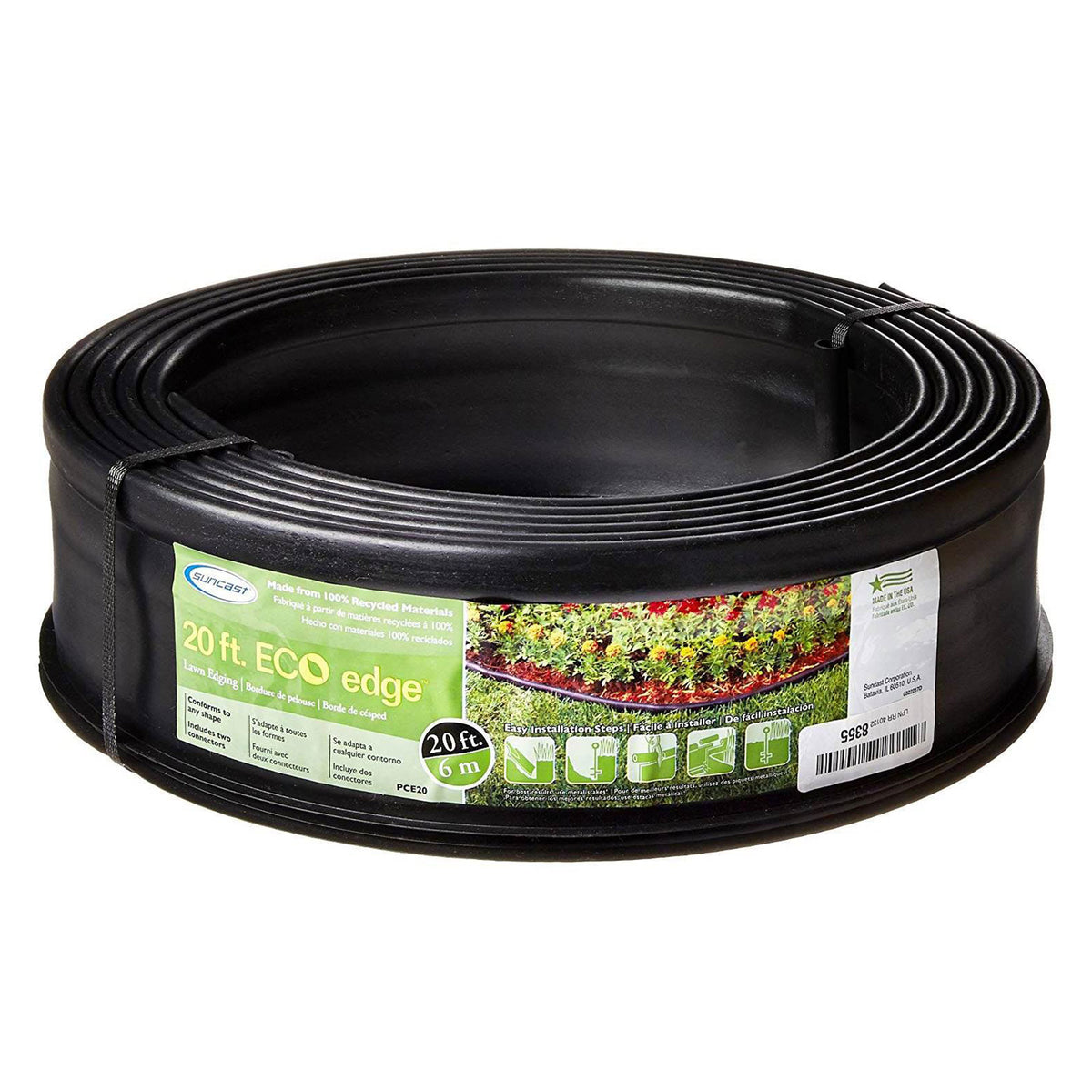 Suncast 5 Eco Edge 20 Foot Plastic Edging Roll w/ 2 Connectors, 5 Inch (2 Pack)