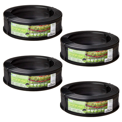 Suncast 5 Eco Edge 20 Foot Plastic Edging Roll w/ 2 Connectors, 5 Inch (4 Pack)