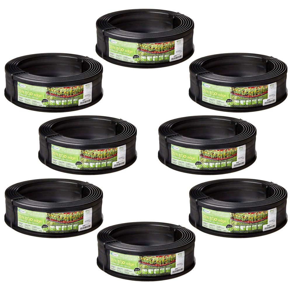 Suncast 5 Eco Edge 20 Foot Plastic Edging Roll w/ 2 Connectors, 5 Inch (8 Pack)