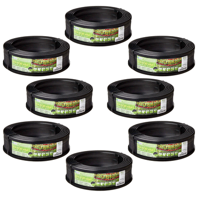 Suncast 5 Eco Edge 20 Foot Plastic Edging Roll w/ 2 Connectors, 5 Inch (8 Pack)