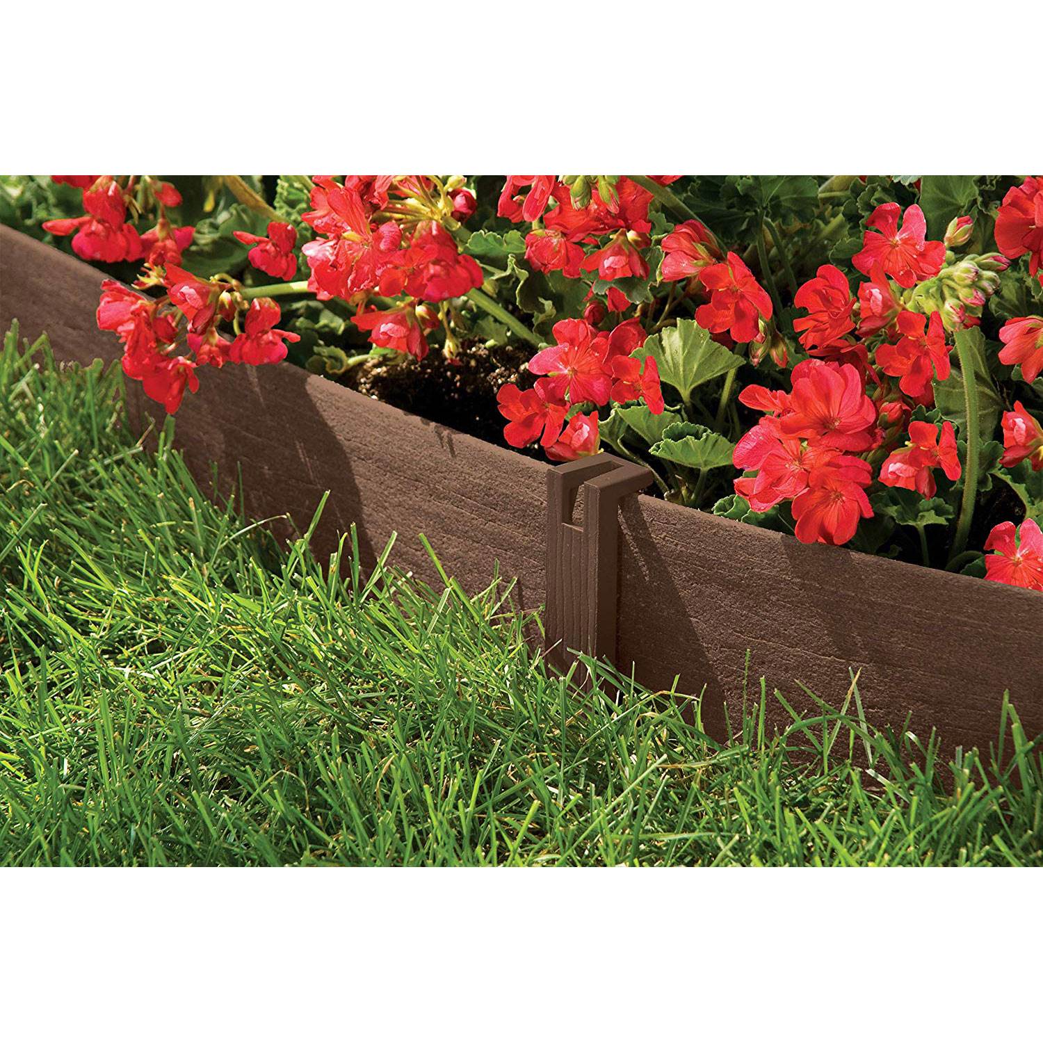 Suncast CE20 Eco Edge Composite Lawn Edging with Wood Grain Texture (2 Pack)