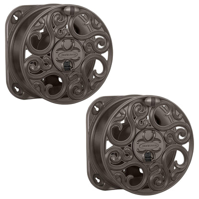 Suncast Sidewinder 60 Foot Side Scroll Decorative Wall Mount Hose Reel (2 Pack) - VMInnovations