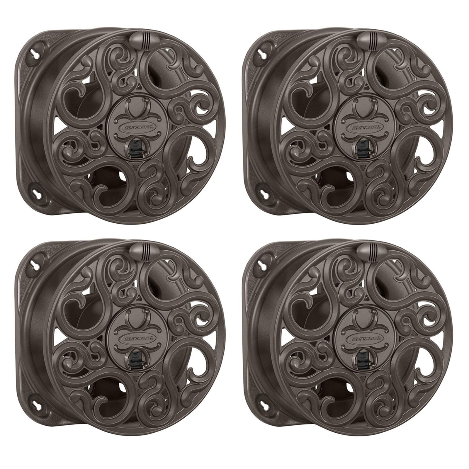 Suncast Sidewinder 60 Foot Side Scroll Decorative Wall Mount Hose Reel (4 Pack) - VMInnovations