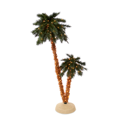 Home Heritage 6 Foot Double Pre Lit Palm Trees with 255 Lights (Used)