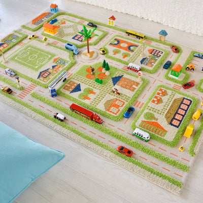 IVI 3D Play Carpet 59 x 39-inch Green Traffic Floor Rug Mat for Kids, Medium - VMInnovations
