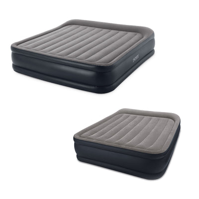 Intex King Deluxe Pillow Rest Inflatable Air Bed w/ Pump & Queen Air Bed