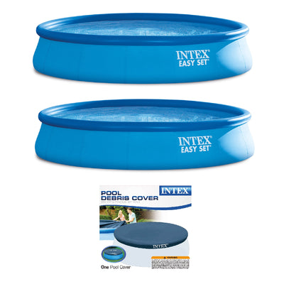 Intex 15’x33” Inflatable Swimming Pool w/ Filter Pump (2 Pack) & 15’ Pool Cover - VMInnovations